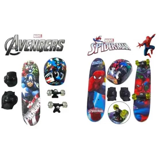 Skate Infantil Radical Personagens Luz De Led Com Kit Proteção