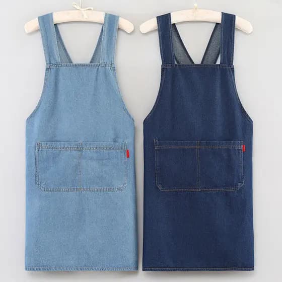 Avental jeans com alça bordada, avental à prova de óleo, respirável, resistente ao desgaste, masculino, feminino, cozinh