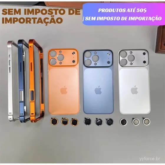 Mudança 3 Em 1 Para Capa Capinha Iphone 17 Pro Max 12 13 14 15 16 Pôr Do Sol Laranja Azul PrataPlatô de câmeras