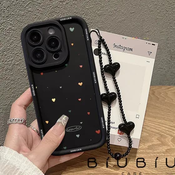 Capinha Capa de Silicone Padrão de coração Anti queda e Macia para iPhone 11 12 13 14 15 16 17 Pro Max 7/8 Plus