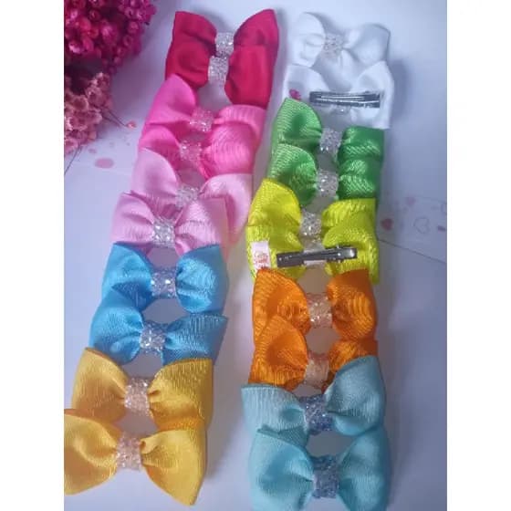 Laço de cabelo infantil - Kit 20 laços de cabelo infantis, 10 pares. Cores alegres e divertidas no bico de pato