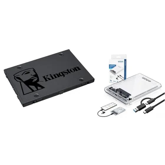 SSD EXTERNO - SSD KINGSTON 480GB + CASE USB 3.1 TIPO C NOVO ORIGINAL COM NOTA FISCAL E GARANTIA