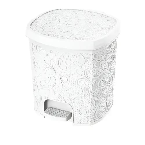 Lixeira De Pedal 8 Litros Renda Floral Branca Uninjet