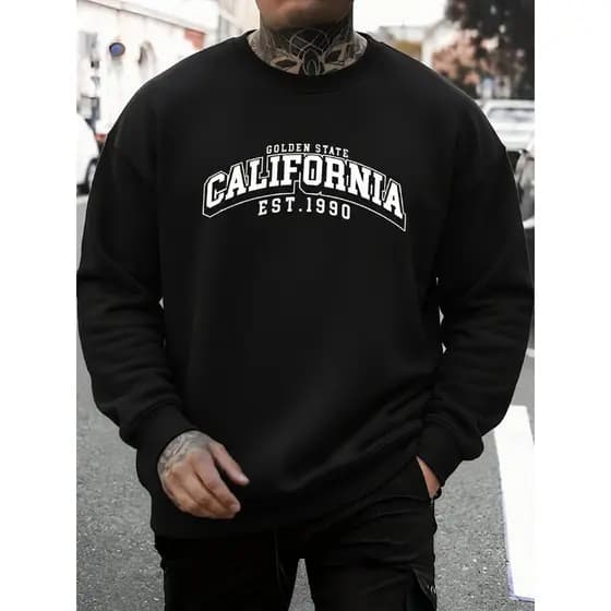 Moletom Careca Estiloso Estampado Impressão California College, Moletom Legal Para Homens, Moletom Casual Masculino