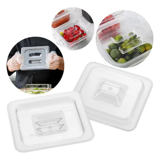 Tampa Para Cuba Plastico Transparente 1/6 - 16x17,5cm Self-Service Sorveteria Proteger Alimentos