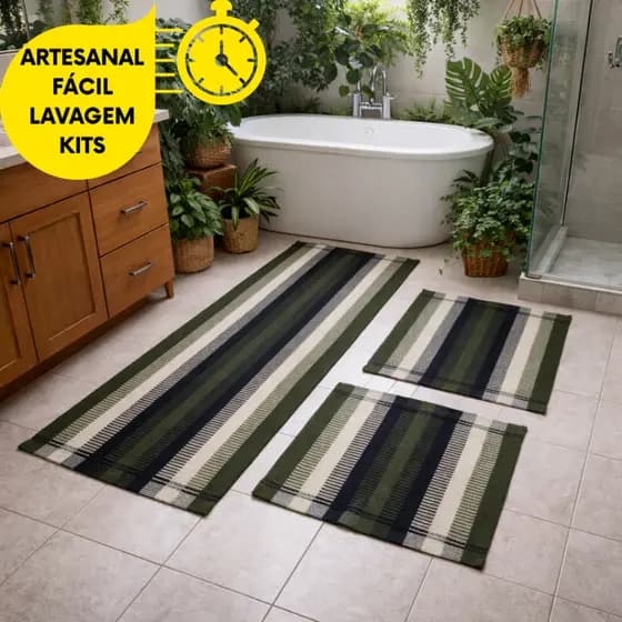 KIT 1/2/3 PASSADEIRAS PARA COZINHA ANTIDERRAPANTES TAPETES DE TEAR 3 PEÇAS DECORATIVO, FEITA A MÃO.
