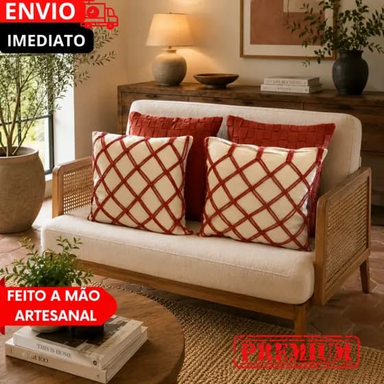 CAPAS DE ALMOFADAS ARTESANAIS TERRACOTA BOHO PREMIUM