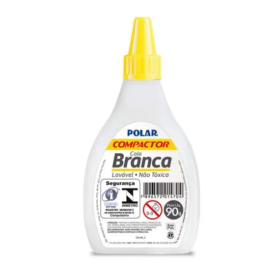 Cola Branca Polar Compactor 90g – Secagem Transparente e Alta Qualidade