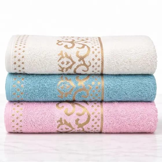 Kit 3 Toalha de Banho Macia Luxo Premium 75x130cm 100% Algodão Magestic Jacquard Alta Absorção