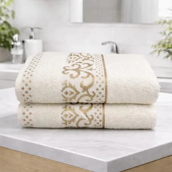 Kit 2 Toalha de Banho Macia Luxo Premium 75x130cm 100% Algodão Magestic Jacquard Alta Absorção