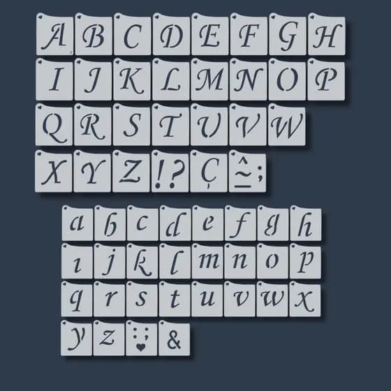 Kit 57 Stencil Moldes Alfabeto Abecedário Letras para Tecido Pano Pintura Artesanato MDF Infantil