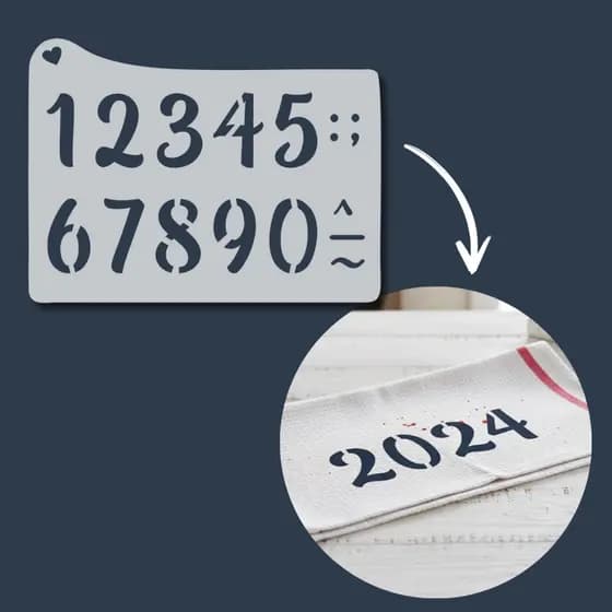 Stencil Números Datas Aniversários Molde Vazado para Pintura em Pano de Prato, Tecido, Decoração Mdf