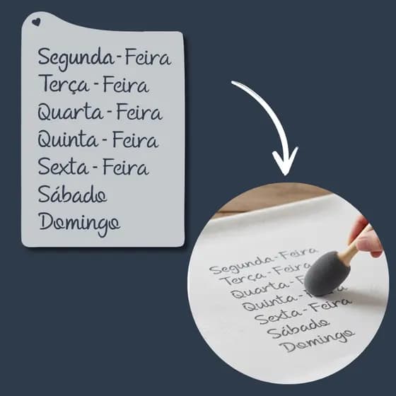 Stencil Semana Molde para Pintura Dias da Semaninha para Artesanato, Tecido, Pano Prato, Decoração