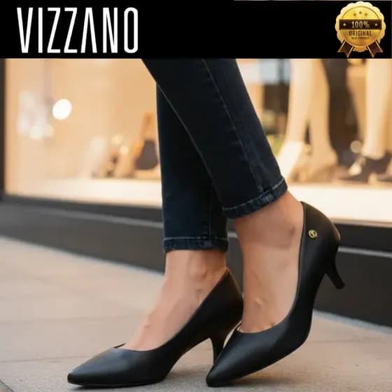 Scarpin Feminino Vizzano Salto Baixo Bico Fino Sapato Social Confortável Elegante 1122828 Original