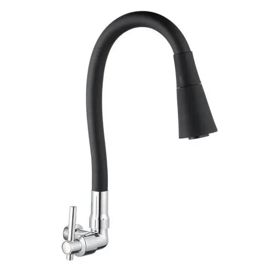 Cone De PulverizaçãO Dupla FlexíVel, Bancada De Cozinha Grande Torneira Vertical Semi Curva Preta