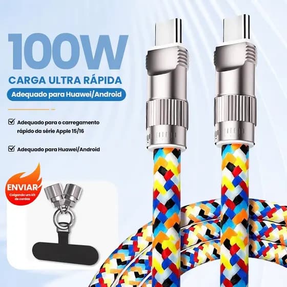 Cabo De Alimentação Para Celular 2 em 1 Suporte Celular Cordão Tipo-c e Lightning 60W