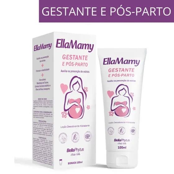 Loção Hidratante ellamamy BellaPhytus 100ml Auxilia na Prevenção de Estrias Gestante e Pós-Parto