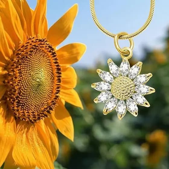 Colar Pingente Girasol Namorada Girassol Eterno Dia dos Namorados Feminino Presente Eu te Amo