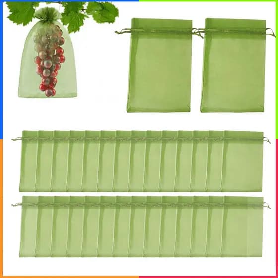 30 saco de proteção de frutas de gaze verde (10x15cm) saco de proteção à prova de insetos de frutas, capa protetora