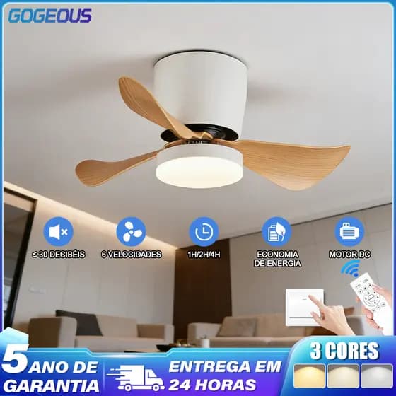 3 Cores 110V-220V Ventilador De Teto Com Luz 24W 3 Folhas Com Controle Romoto Silenciosa e Econômi