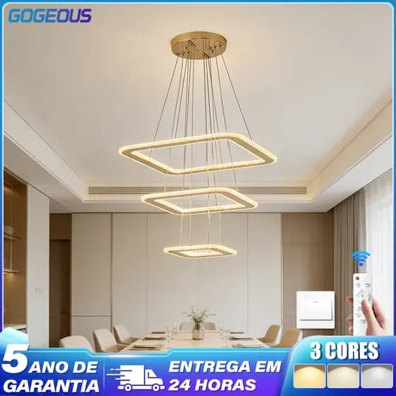 3 Cores ( 110V-220V) Luminárias pendentes de LED Lustre para sala de estar e sala de jantar Lustre de Cristal
