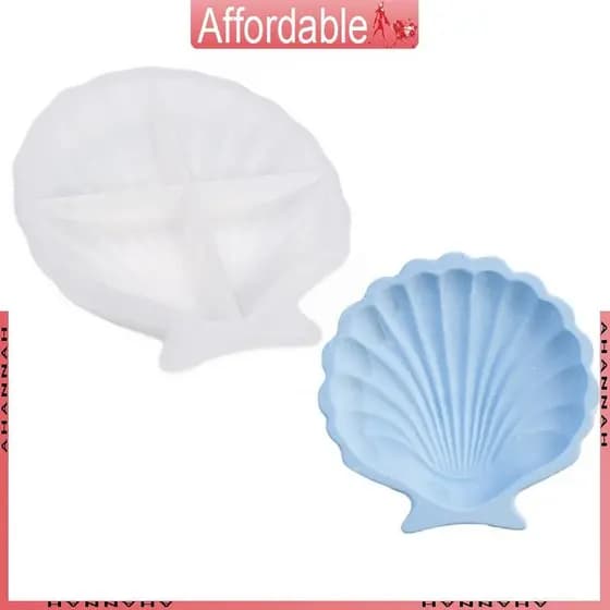 AH Elegante Molde Bandeja Concha Silicone Flexível Placa Artesanato Para Bandejas Gesso Forma Conchas