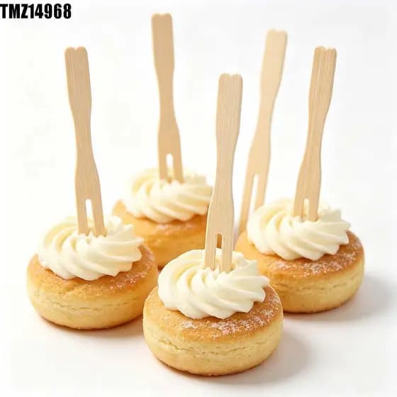 TMZ14968 Garfo De Frutas Descartável De 200 Peças , Sobremesa De Bolo Ecológico De Bambu , Parte Superior Em Formato De