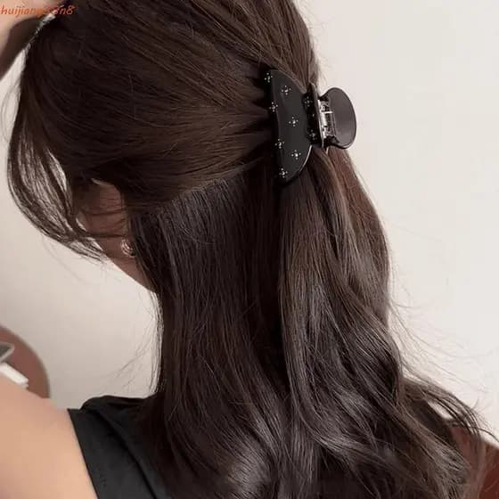 Garra De Cabelo De Acetato Transparente HUIJIANG , Clipe De Tubarão De Ácido Acético De Borboleta De Strass