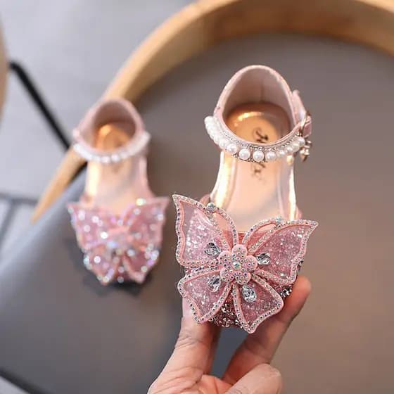 2-18 Anos Sapatos Infantis Bonitos Meninas Borboleta Flats Bling Blilng Diamante Gravata Borboleta Sapatos Planos de Cou
