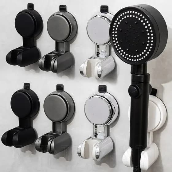 Suporte De Chuveiro Com Ventosa De Cor Sólida-Rack Universal-Acessórios De Banheiro -Sem Perfuração , 360 ° Ajustável-P
