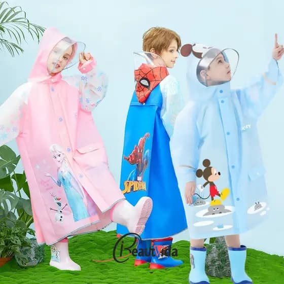 Capa de Chuva Transparente Impermeável de PVC Espesso para Meninas Disney Frozen TWKR