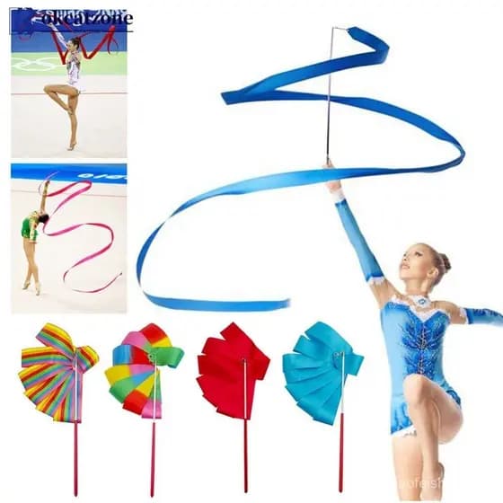 OKCATZONE 4M Colorido Ginásio Dança Arte Rítmica Fitas De Ginástica Ballet Streamer Girando Haste Vara Para Treinamento