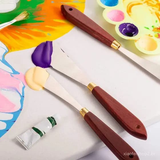 2Pcs/Set Conjunto De Facas Para Pintura Raspador Misturador De Paletas De Aço Inoxidável Espátula De Arte Com Cabo De Ma