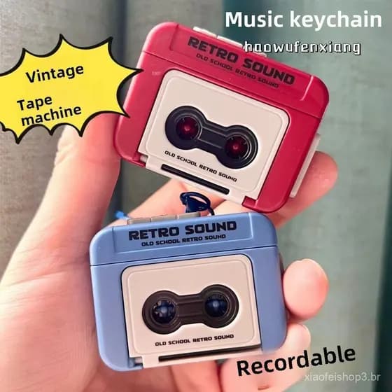 Gravador de Rádio Retro Venda Quente Mini Caixa de Música Divertida Gravável Pingente Chaveiro Ornamento Presente ABCD Q