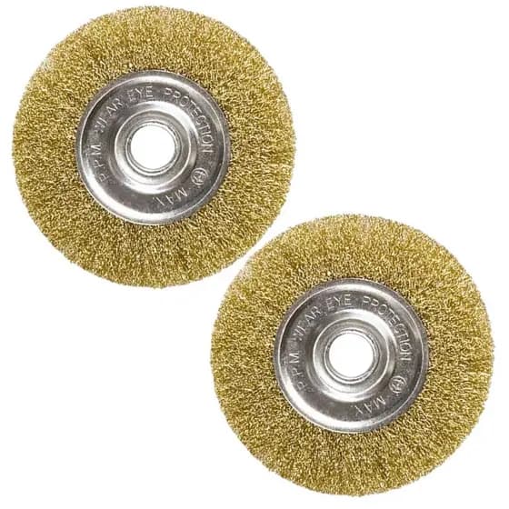 KIT 2 DISCO ESCOVA DE AÇO CIRCULAR 6 POL PARA MOTO ESMERIL