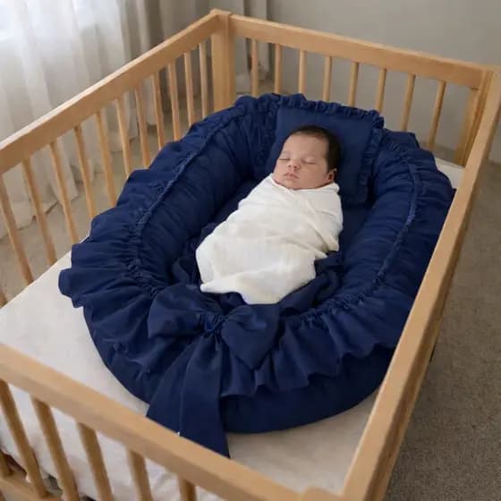 Ninho Redutor De Berço Para Bebe Com Laço E Travesseirinho MENINAS várias cores e temas Marinho
