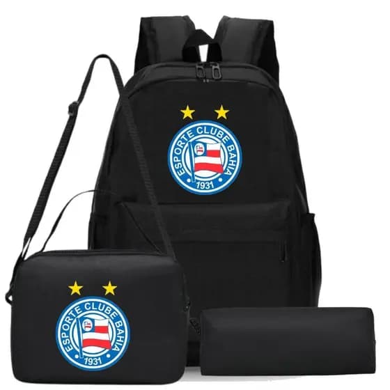 Lindo Kit Escolar Infantil De Times + Mochila Espaçosa + Lancheira Térmica + Estojo Original MP