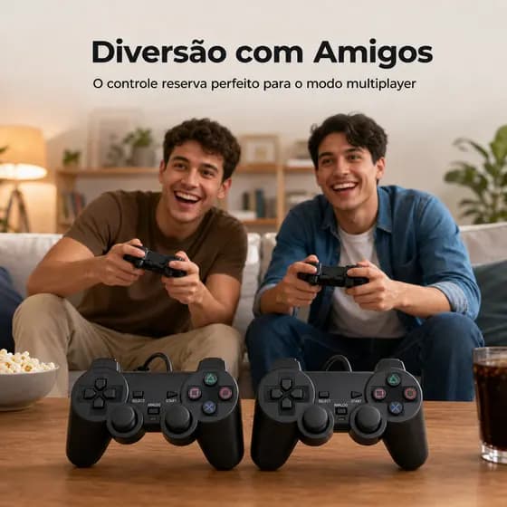 Controle Para PS2 Com Fio Kit 2 Unidades Compativel PS1 PS2 Cabo 1 6 Metros Preto
