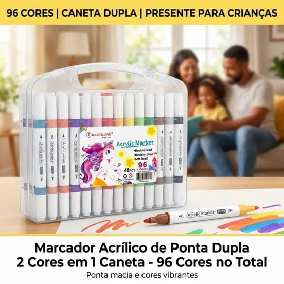 Marcador Acrílico Dupla Ponta Dupla Cor Soft Touch Kit 24 36 48 Unidades Para Desenho Arte Escola Crianças