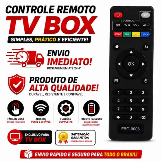 Controle Remoto Para Tv smart B o x Fbg-9006 Universal Com Pilhas Inclusas Envio Imediato