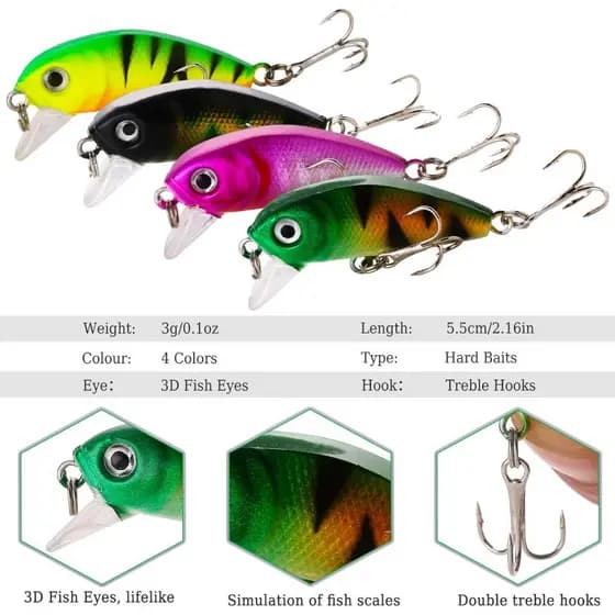 Sougayilang Conjunto De Isca De Pesca 4 Peças Wobbler Gancho Anticorrosão Baixo Para Equipamentos De Carpa Marítima