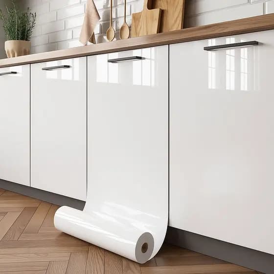 Papel De Parede Branco Adesivo Vinílico Impermeável Envelopamento Geladeira Móveis Fácil Lavável