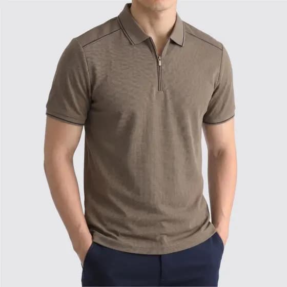 Camisa Polo Waffle |Moda Legal Homem| Zíper Oculto Respirável Esporte Fino Inverno