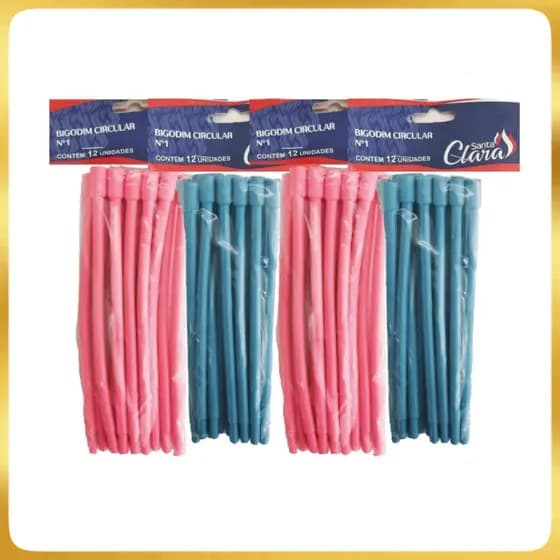 Bigodim Circular Cachos Perfeitos Cabelos Ondas N°1 Kit Sortidos - Azul E Rosa