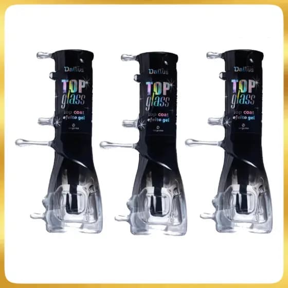 Kit Top Glass Dailus - Top Coat Efeito Gel Sem Cabine 8ml Transparente