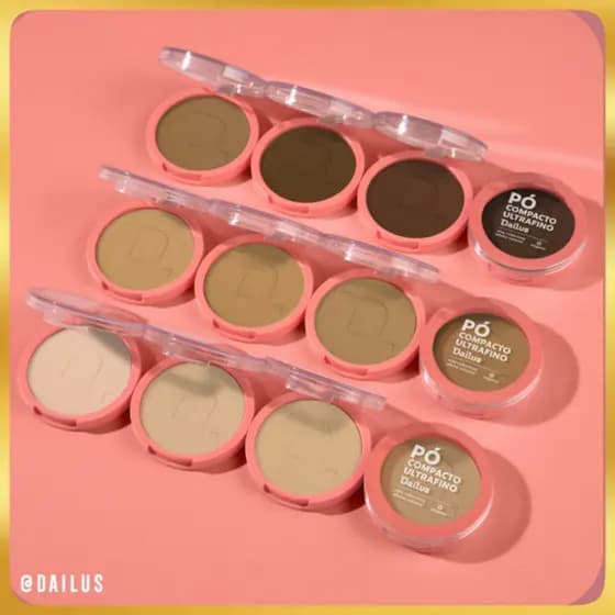 Pó Compacto Dailus Vegano Ultrafino Claro/Médio/Escuro 10g