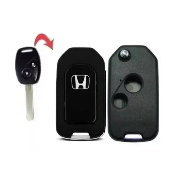 Capa Carcaça Chave Canivete Adaptação Honda New Civic City CRV Fit Accord 2008 à 2012 - 2 Botões Com Lâmina Pantográfica
