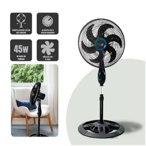 Ventilador De Coluna De Chão Turbo Vento Forte 3 Velocidades 110v/220v