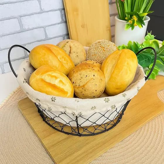 Cesta Cesto Pães Bolos Doces Organizador Metal Aramado C/ Forro