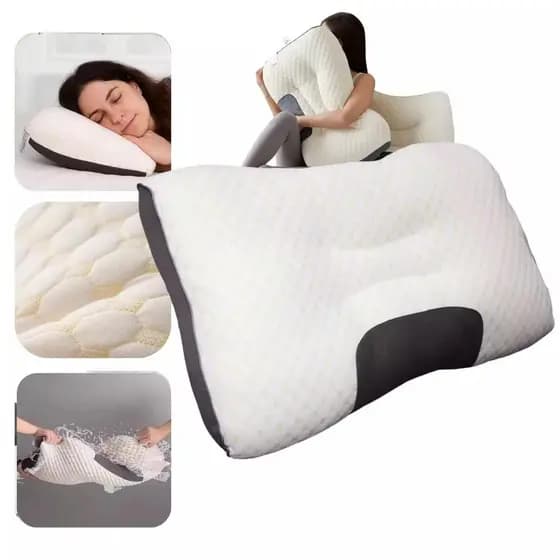 Almofada ergonômica respirável, suporte para ombro e pescoço, 45 cm x 75 cm x 8 cm, lavável, ajuda a dormir.